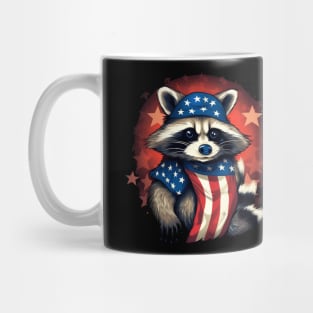 BRAVE raccoon proudly American flaG Mug